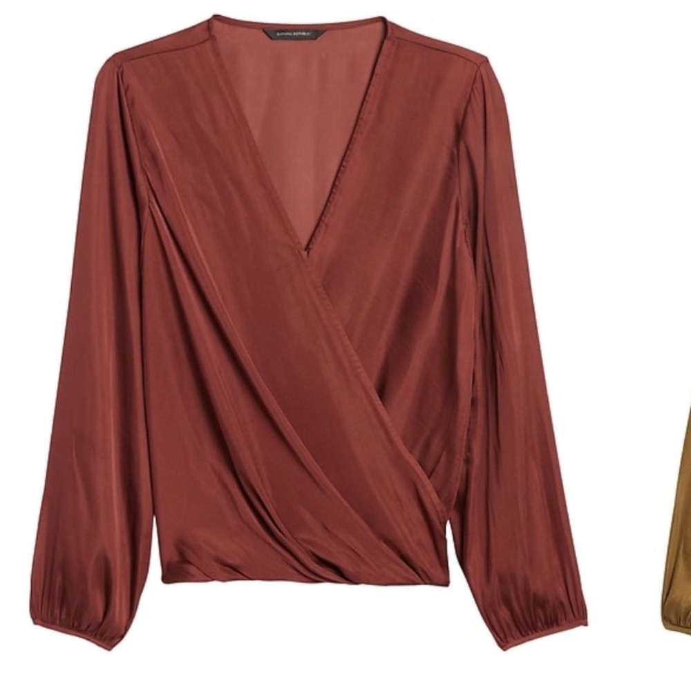 Banana Republic soft satin wrap effect top-large